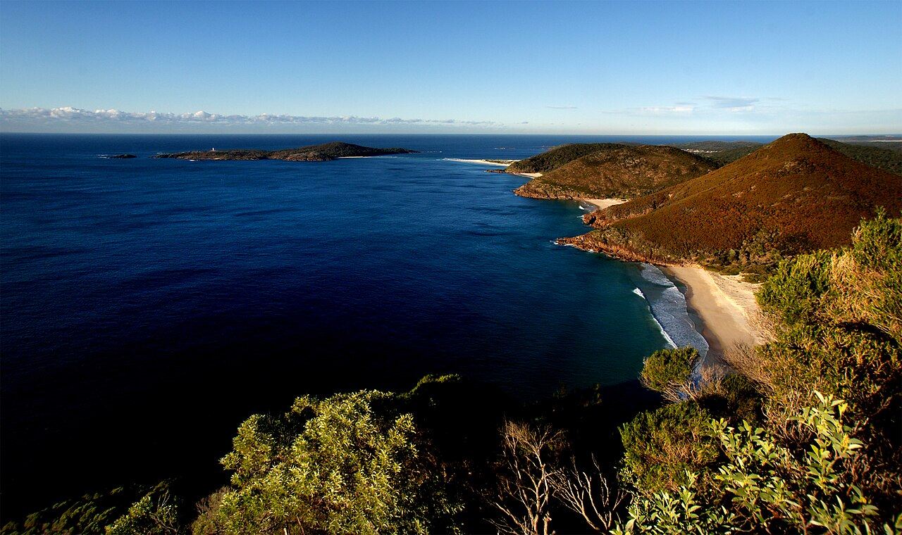 Coastal headlands and beaches on the Tomaree Peninsula in Port Stephens